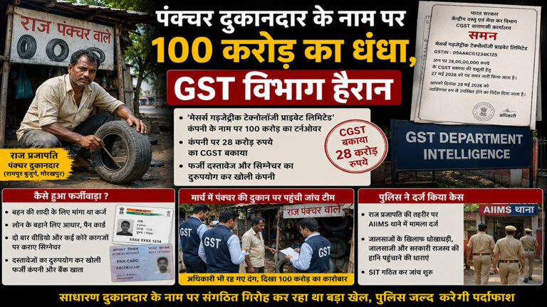 पंक्चर दुकानदार के नाम पर 100 करोड़ का धंधा, GST विभाग हैरान