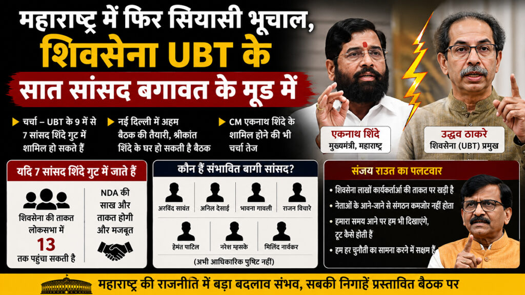 महाराष्ट्र में फिर सियासी भूचाल, शिवसेना UBT के सात सांसद बगावत के मूड में