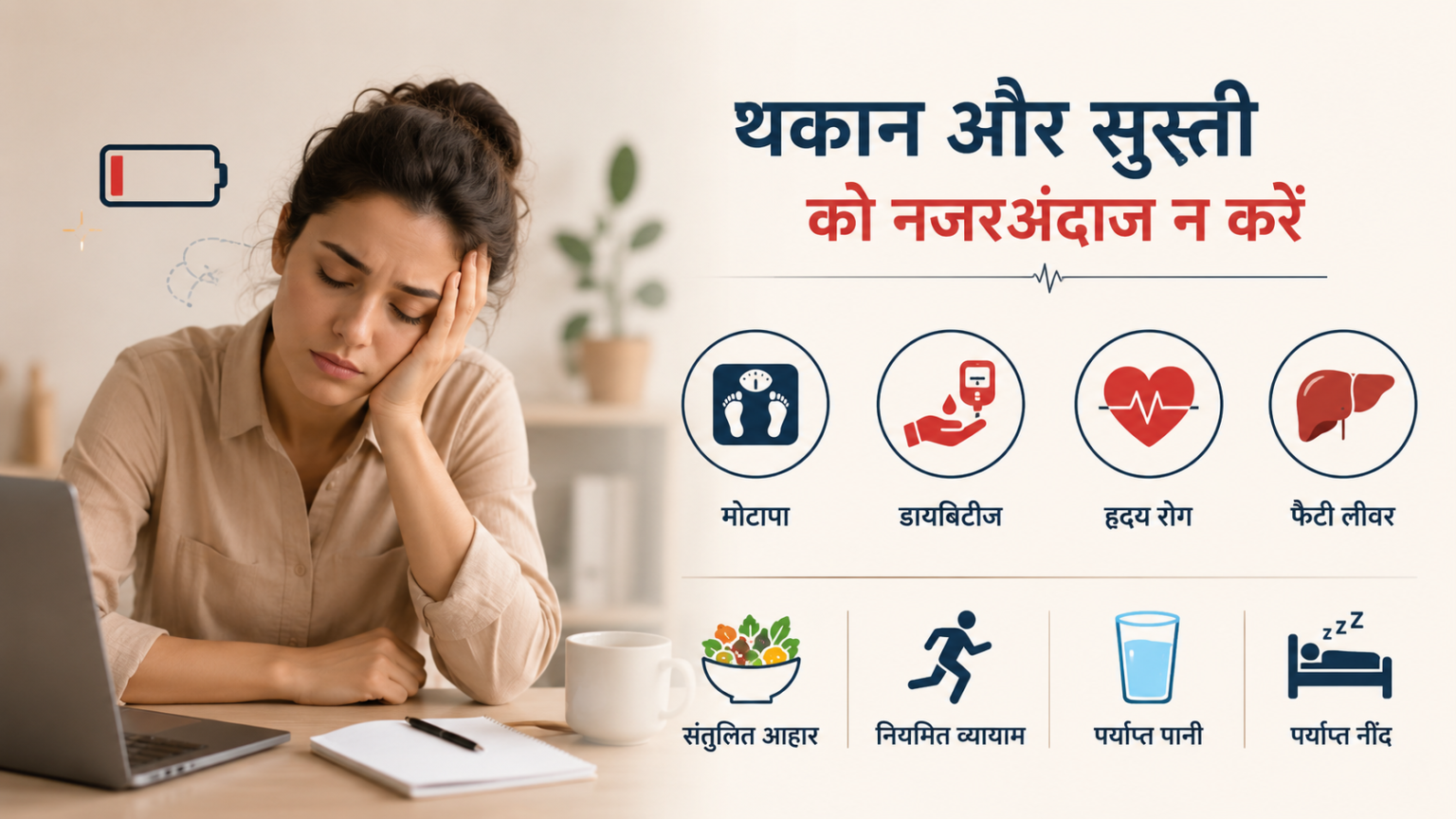 हर वक्त रहती है थकान और सुस्ती? ये गंभीर बीमारियों का संकेत हो सकता है बार-बार थकान और सुस्ती महसूस होना केवल कमजोरी नहीं, बल्कि मोटापा, डायबिटीज और हृदय रोग जैसी गंभीर समस्याओं का शुरुआती संकेत हो सकता है।