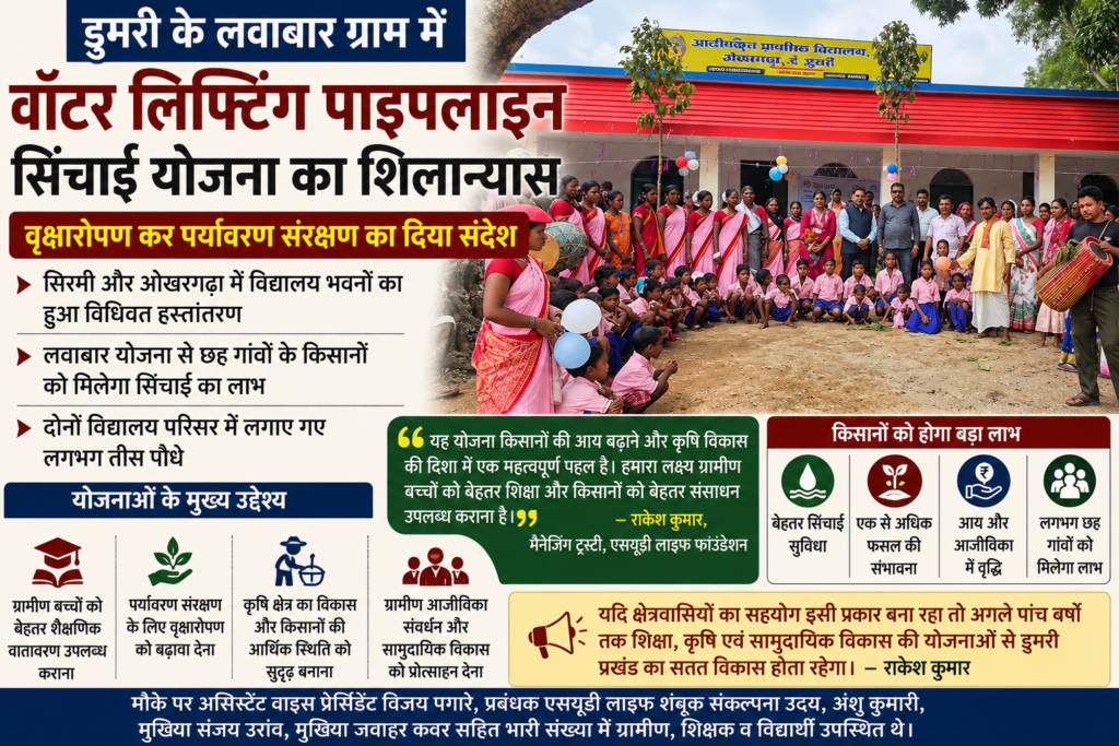 कृषि, शिक्षा और आजीविका संवर्धन पर जोर, डुमरी में एसयूडी लाइफ फाउंडेशन की पहल
