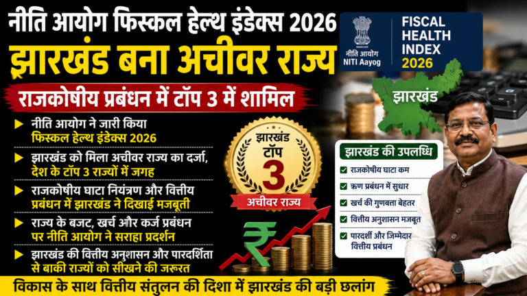 नीति आयोग के ‘Fiscal Health Index’ में झारखंड का जलवा: बना देश का ‘Achiever’ राज्य, टॉप-3 में जगह