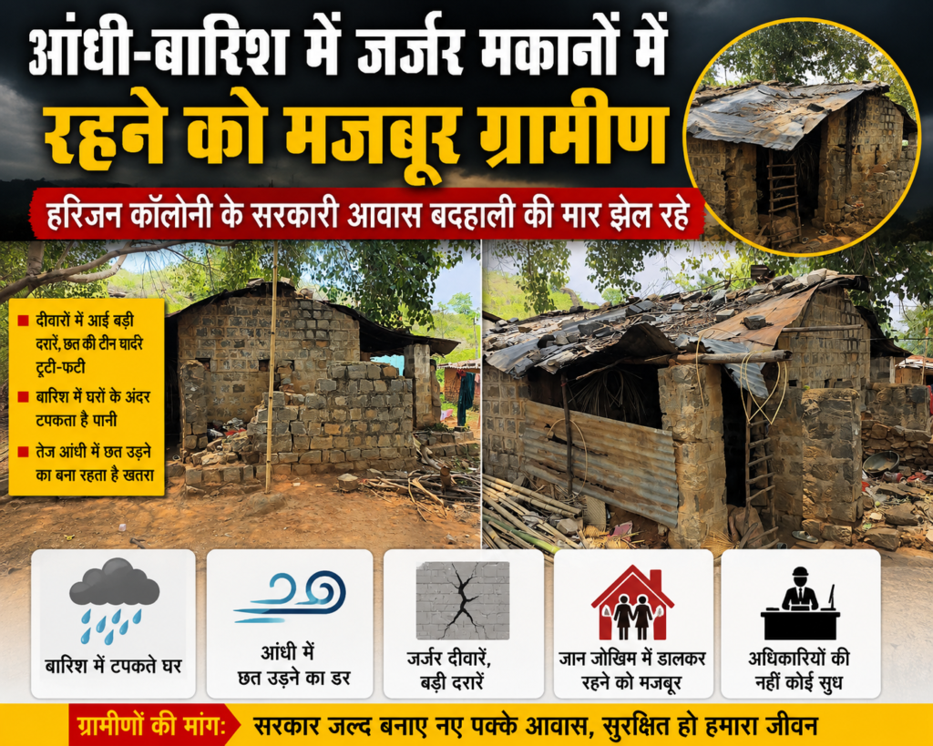 बिंदोरा हरिजन टोली विकास से कोसों दूर, जर्जर मकानों में जान जोखिम में डालकर रह रहे परिवार