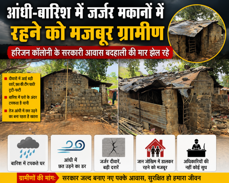 बिंदोरा हरिजन टोली विकास से कोसों दूर, जर्जर मकानों में जान जोखिम में डालकर रह रहे परिवार