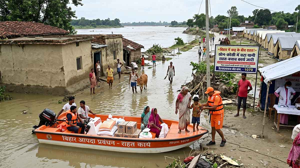 बिहार में बाढ़ से राहत